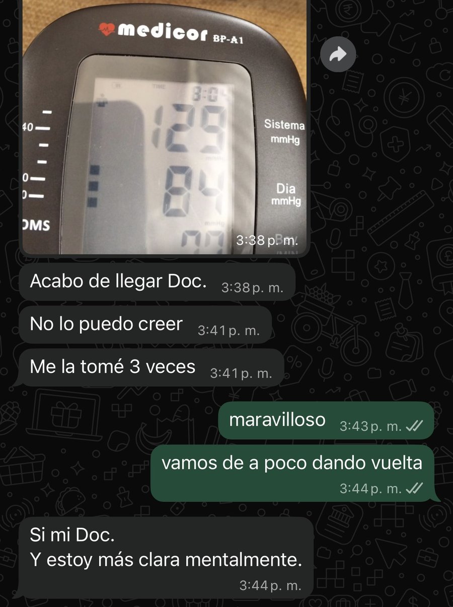 Presión 129/84 en casa: no lo puedo creer, me la tomé 3 veces; más clara mentalmente