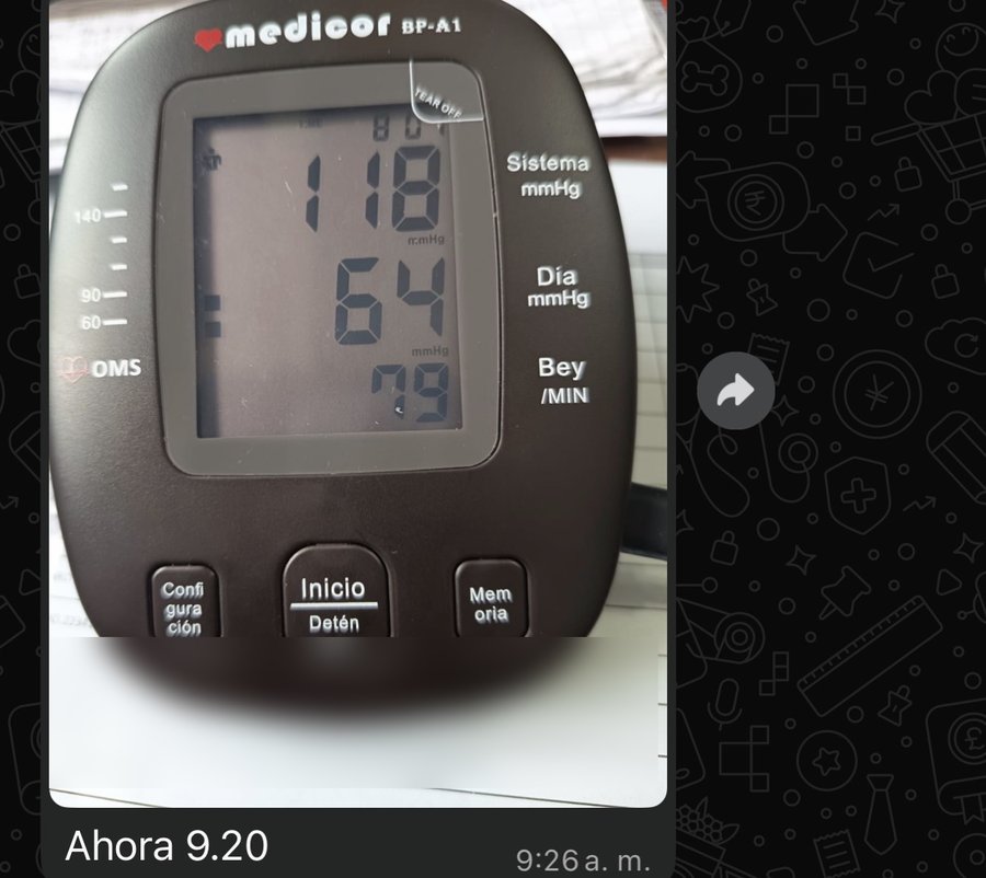 Presión en casa 118/64 a las 9:20 de la mañana