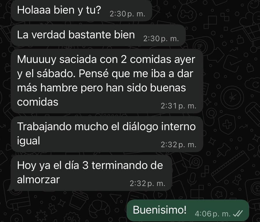 Muy saciada con dos comidas al día; día 3 del programa